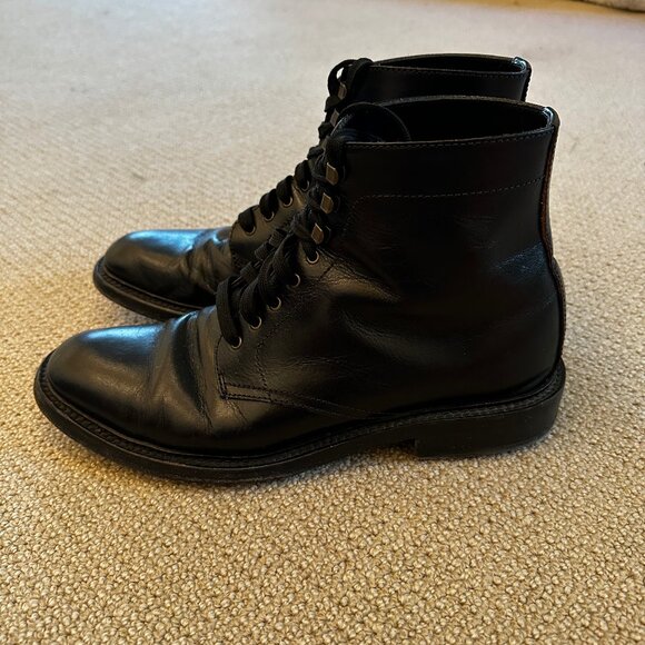 Saint Laurent Black Lace Up Boots Sz 43 - Picture 3 of 7